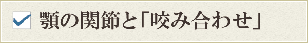あごの関節と咬み合わせ あごの関節と咬み合わせ